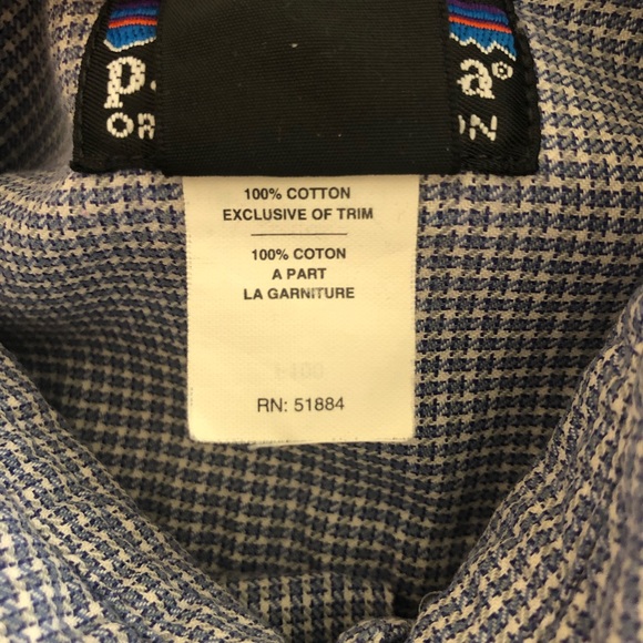 Patagonia Men's Organic Cotton Blue Check Long Sleeve Button Down Shirt M - Picture 9 of 10
